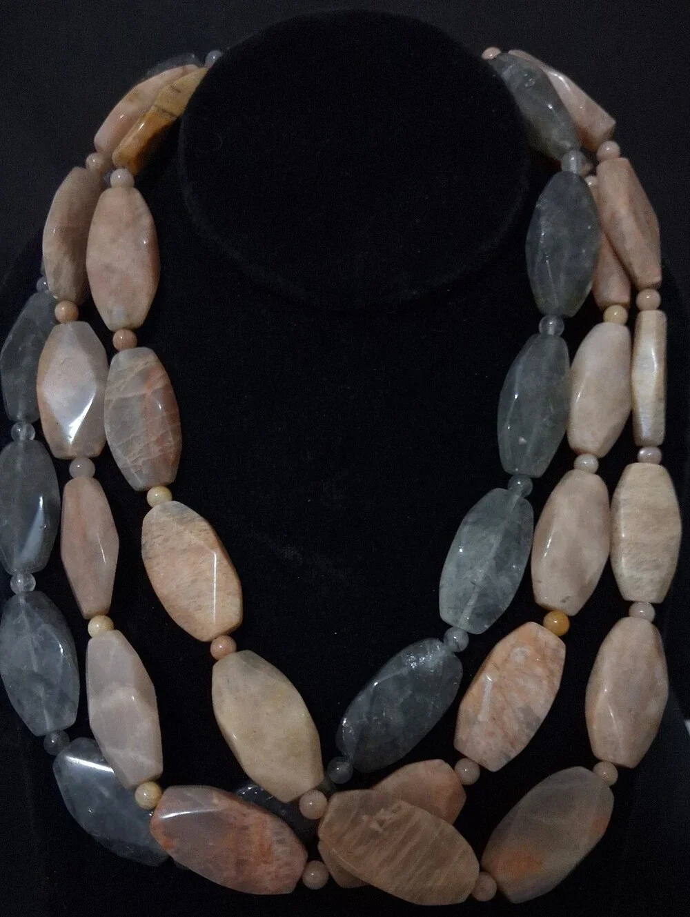 Jay King Mine Finds DTR .925 Mixed Moonstone 3 Strand Gemstone Beaded Necklace